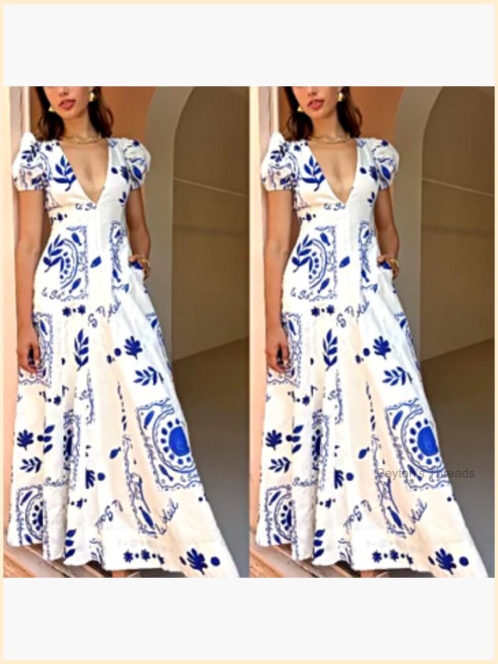 Slim Fit A-Line Floral Maxi Dress with Pockets - Picture 6 of 6